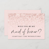 私の花嫁カード赤面ピンクグリッター 招待状 (正面/裏面)