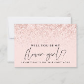 私の花嫁カード赤面ピンクグリッター 招待状 (正面)