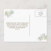 私の花嫁カード青い淡い色のフローラか インビテーションポストカード (裏面)