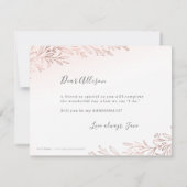 私の花嫁バラ金ゴールド海軍植物学か 招待状 (裏面)