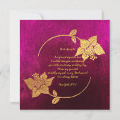 私の花嫁ピンクの明るい赤紫色ベルベットの金ゴールド 招待状 (裏面)