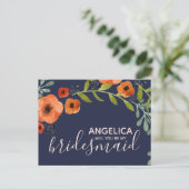 私の花嫁フローラパステルピンク金ゴールド インビテーションポストカード (スタンド正面)