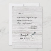 私の花嫁ボホの花の木素朴か 招待状 (裏面)