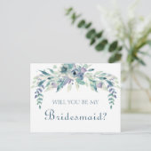 私の花嫁ボホウォーターの色のフローラ インビテーションポストカード (スタンド正面)