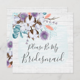 私の花嫁メイドのウッド素朴フローラカード 招待状