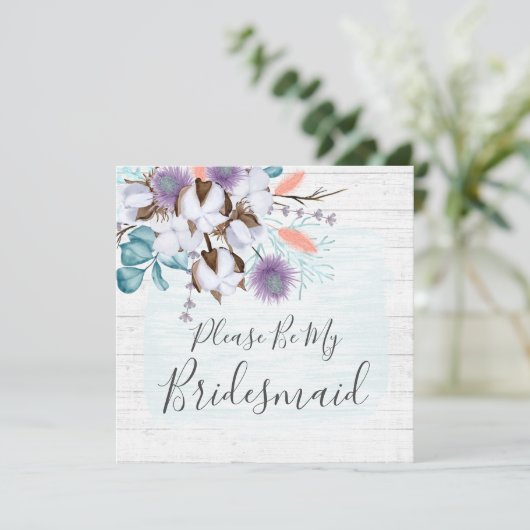 私の花嫁メイドのウッド素朴フローラカード 招待状 (スタンド正面)