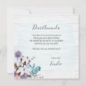 私の花嫁メイドのウッド素朴フローラカード 招待状 (裏面)