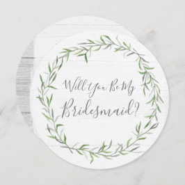 私の花嫁メイドのウッド&素朴リースか 招待状