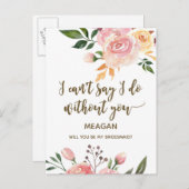 私の花嫁メイドのカードbohoフローラ インビテーションポストカード (正面/裏面)