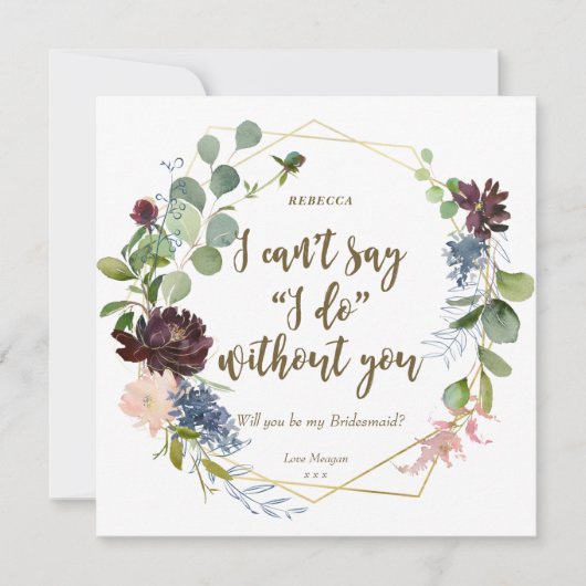 私の花嫁メイドのカードbohoフローラ 招待状 (正面)