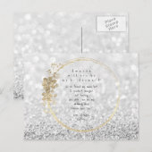 私の花嫁メイドのシルバーグレー金ゴールドグリッターか インビテーションポストカード (正面/裏面)