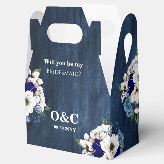 私の花嫁メイドのネイビーエレガントブルーフローラか フェイバーボックス (オープン)