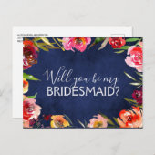 私の花嫁メイドのネイビー・ブルー・フローラか 案内ポストカード (正面/裏面)