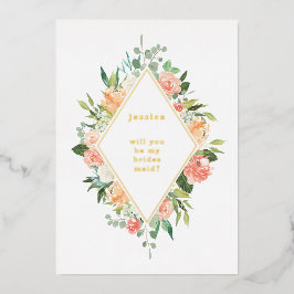 私の花嫁メイドのフローラ金ゴールドか 箔招待状