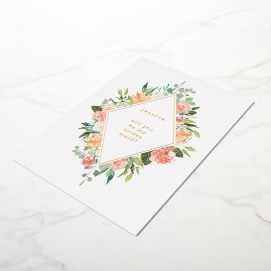 私の花嫁メイドのフローラ金ゴールドか 箔招待状 (回転した状態)