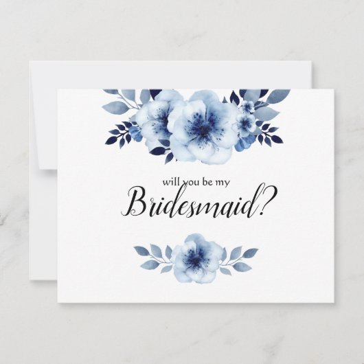 私の花嫁メイドのブルーフローラウォーターの色 招待状 (正面)