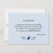 私の花嫁メイドのブルーフローラウォーターの色 招待状 (裏面)