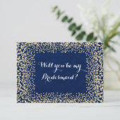 私の花嫁メイドのブルー金ゴールド海軍フェイク 招待状 (スタンド正面)