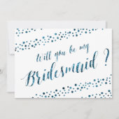 私の花嫁メイドのホワイトブルーグリッターか 招待状 (正面)