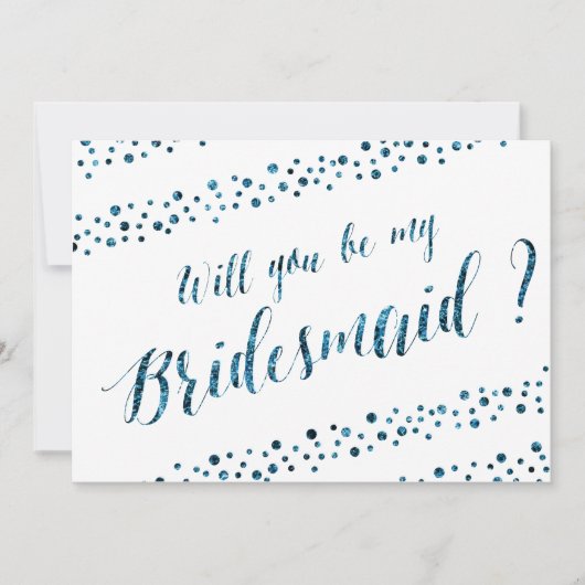 私の花嫁メイドのホワイトブルーグリッターか 招待状 (正面)