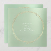 私の花嫁メイドのミントグリーンラグジュアリー金ゴールド 招待状 (正面/裏面)