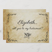 私の花嫁メイドのヴィンテージカードは？ 招待状 (正面/裏面)