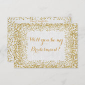 私の花嫁メイドの白い金ゴールド紙吹雪 招待状 (正面/裏面)