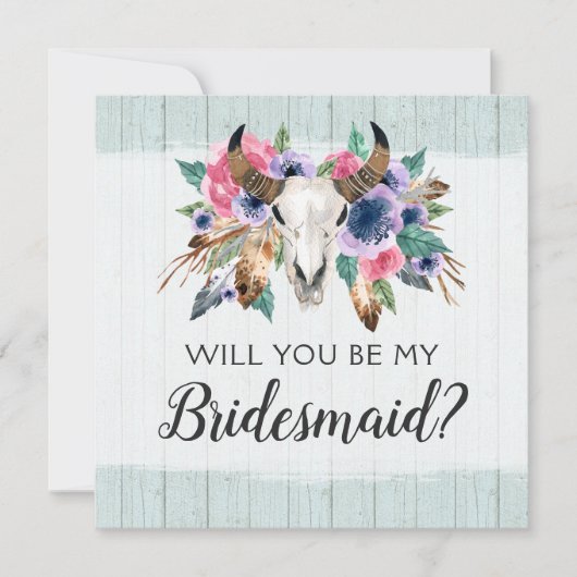 私の花嫁メイドの素朴フローラスカルカードは？ 招待状 (正面)