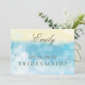 私の花嫁メイドの金ゴールドブルーグリッター 招待状 (スタンド正面)