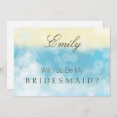 私の花嫁メイドの金ゴールドブルーグリッター 招待状 (正面/裏面)