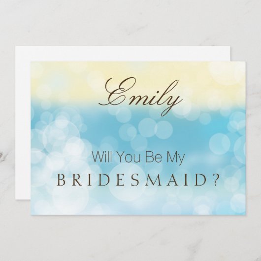 私の花嫁メイドの金ゴールドブルーグリッター 招待状 (正面/裏面)