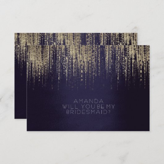 私の花嫁メイドの金ゴールド雨の海軍 招待状 (正面/裏面)