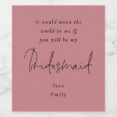 私の花嫁メイドの黒い台本の埃っぽいローズか ワインラベル (シングルラベル)