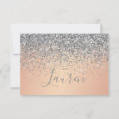 私の花嫁メイドシルバーグリッターバラ金ゴールド 招待状 (裏面)