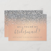 私の花嫁メイドシルバーグリッターバラ金ゴールド 招待状 (正面/裏面)