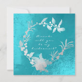 私の花嫁メイドシルバーターコイズリース 招待状 (正面)