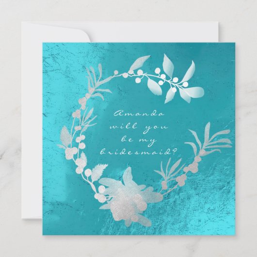 私の花嫁メイドシルバーターコイズリース 招待状 (正面)