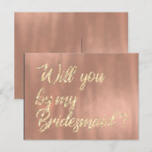 私の花嫁メイドバラピンク金ゴールドかフェイク インビテーションポストカード (正面/裏面)