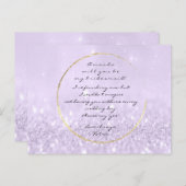 私の花嫁メイドパープル金ゴールドグリッター インビテーションポストカード (正面/裏面)
