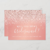 私の花嫁メイドピンクグリッター 招待状 (正面/裏面)