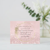 私の花嫁メイドピンク赤面金ゴールドグリッター インビテーションポストカード (スタンド正面)