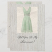 私の花嫁メイドヴィンテージグリーン招待状 招待状 (正面/裏面)