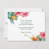 私の花嫁メイド熱帯ハワイアンフローラ 招待状 (裏面)