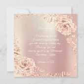私の花嫁メイド金ゴールドピンクローズリース 招待状 (裏面)