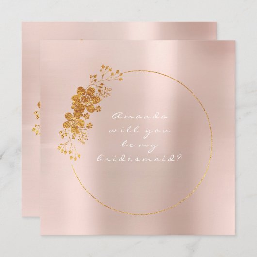 私の花嫁メイド金ゴールド白赤面ピンク 招待状 (正面/裏面)