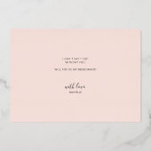 私の花嫁介添人でおもしろいはブライダルパーティピンク 箔招待状 (裏面)