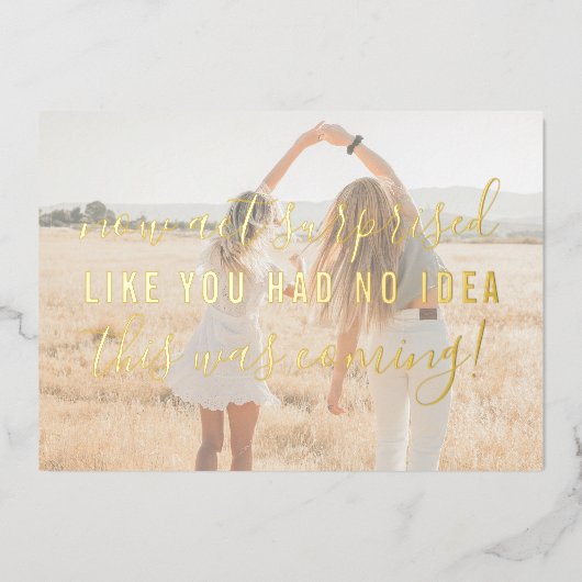 私の花嫁介添人に驚いた行おもしろい為 箔招待状 (正面)