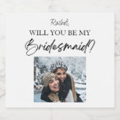 私の花嫁介添人のプロポーズのカスタム写真 スパークリングワインラベル (シングルラベル)