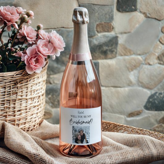 私の花嫁介添人のプロポーズのカスタム写真 スパークリングワインラベル