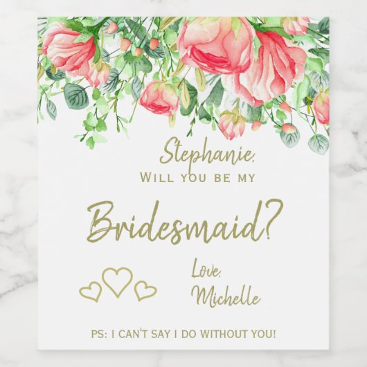 私の花嫁介添人の提案フローラギフト ワインラベル (シングルラベル)